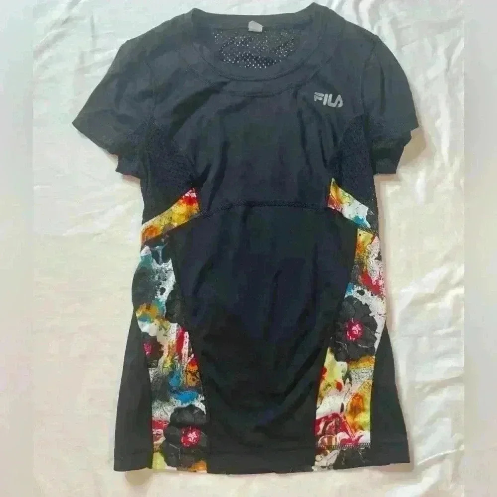 Fila Sport Women’s Workout Activewear Short Sleeve Shirt Size XS Black
